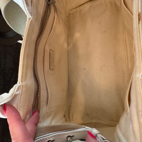 Prada Canapa Fringe with Plume White 2-Way Crossbody Bag - Picture 6 of 8